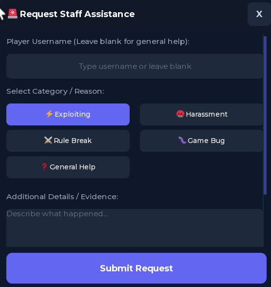 In-Game Staff Call & Report System